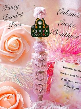 Fancy beaded pen/gifts/multicolor purse/purple flowers/girly